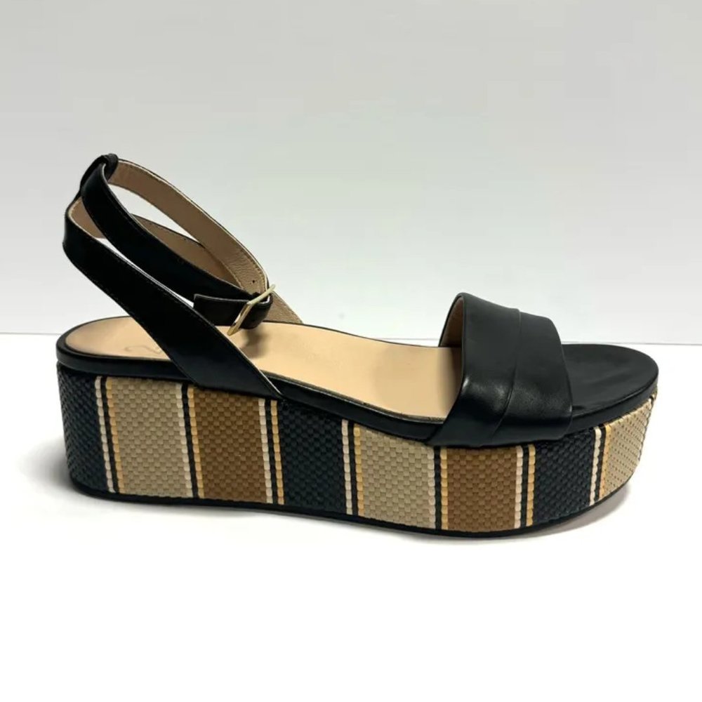 Naturalizer Womens Jamari Platform Sandal Black Leather 7 Wide